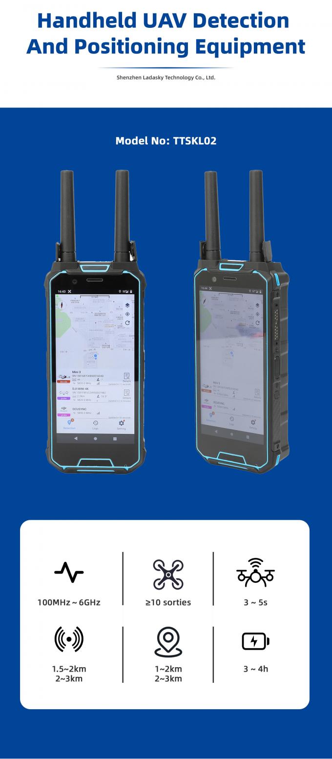 Handheld Drone Detector with 3-5s Response Time 1-2km Positioning Range and ≥10 Simultaneous Detections 2