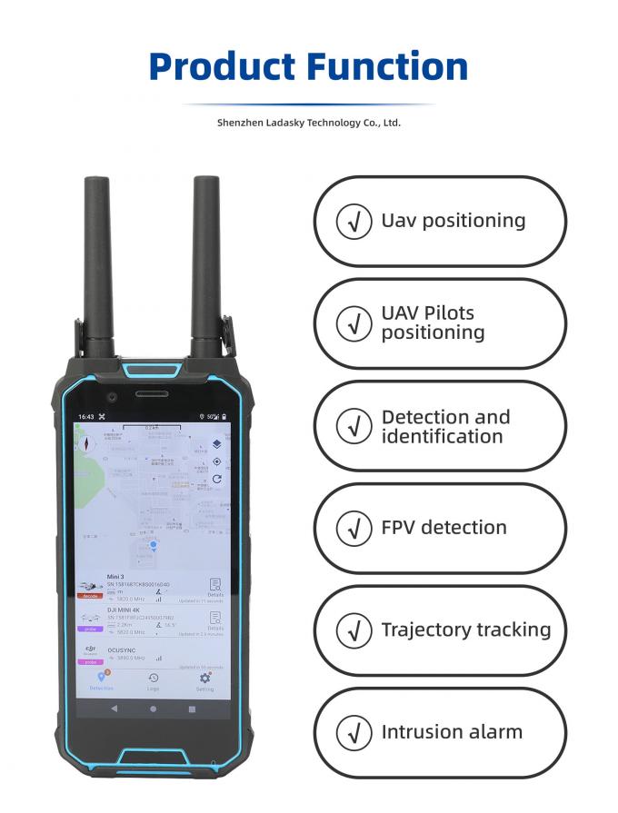 Handheld Drone Detector with 3-5s Response Time 1-2km Positioning Range and ≥10 Simultaneous Detections 3