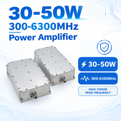 يشتري 30-50W 300-6300MHz 25% وحدة مكبر طاقة RF عالية الكفاءة مع خطية عالية وتصميم انخفاض التشويه لحلول مكافحة الطائرات بدون طيار تصنيع عبر الإنترنت